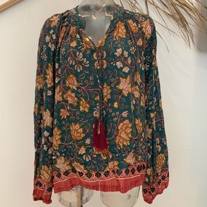 Printed Peasant Top
